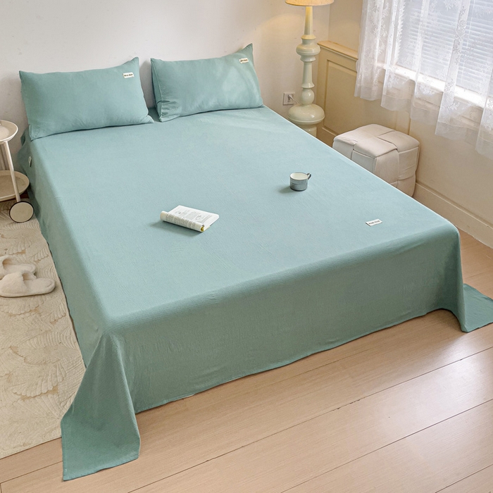 91家纺网 家纺一手货源 找家纺 澜妃 2025新款云感提花双层纱单床单  青绿泡泡