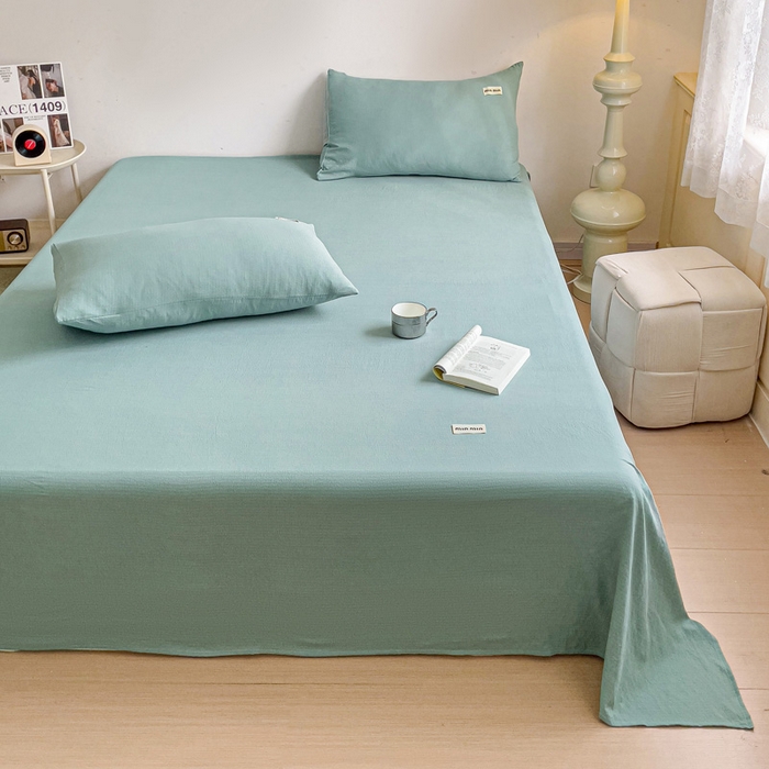 91家纺网 家纺一手货源 找家纺 澜妃 2025新款云感提花双层纱单床单  青绿泡泡