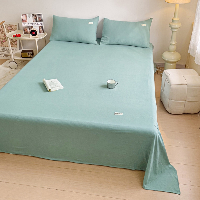 91家纺网 家纺一手货源 找家纺 澜妃 2025新款云感提花双层纱单床单  青绿泡泡