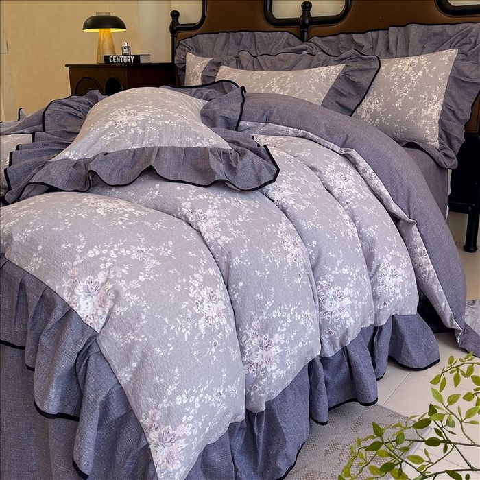 91家纺网 家纺一手货源 找家纺 （总）丝芙妮家居（原乐视家纺） 2025新款A类原麻复合印花花边四件套