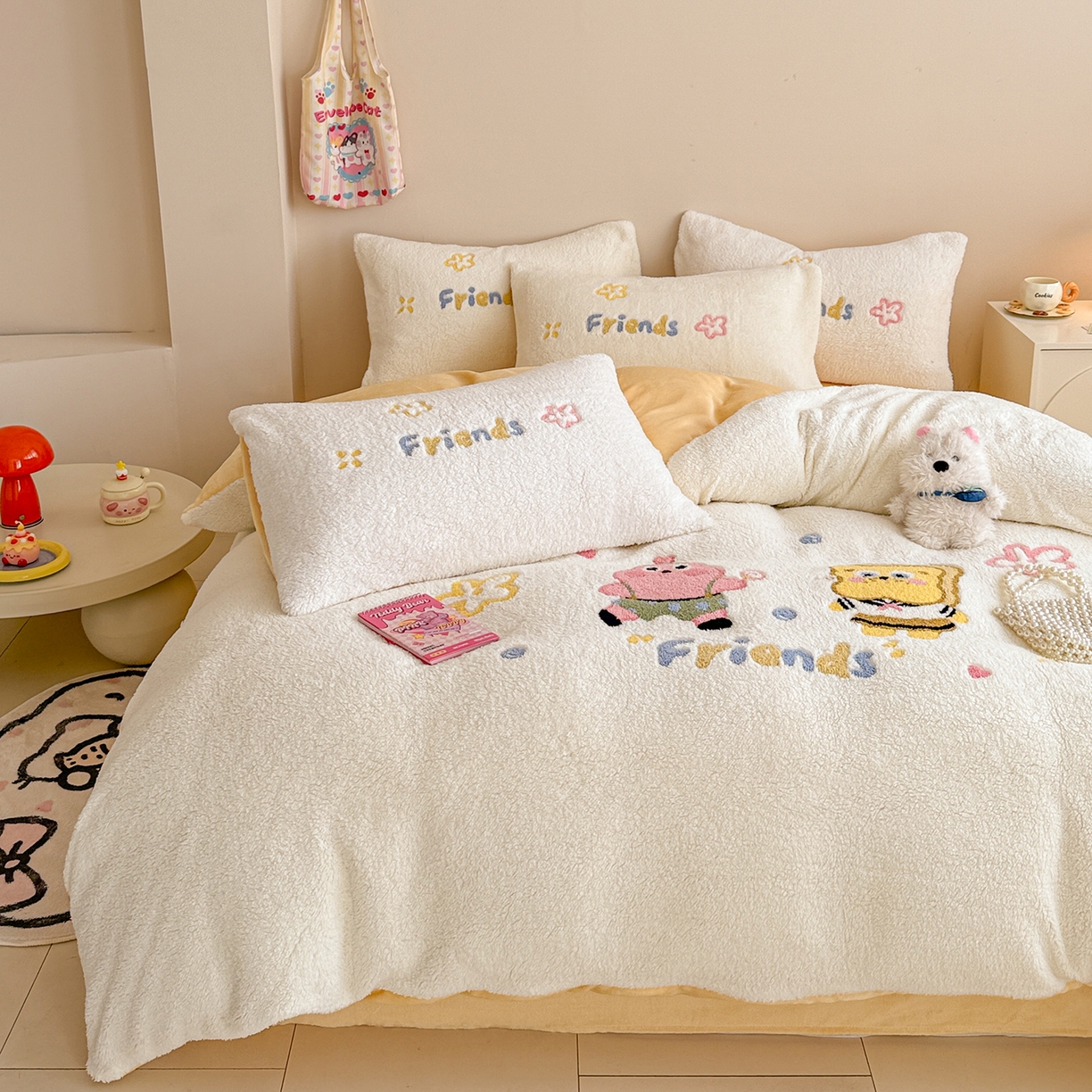 91家纺网 家纺一手货源 找家纺 典曼家纺 2025新款A类羊羔绒刺绣四件套系列 好伙伴