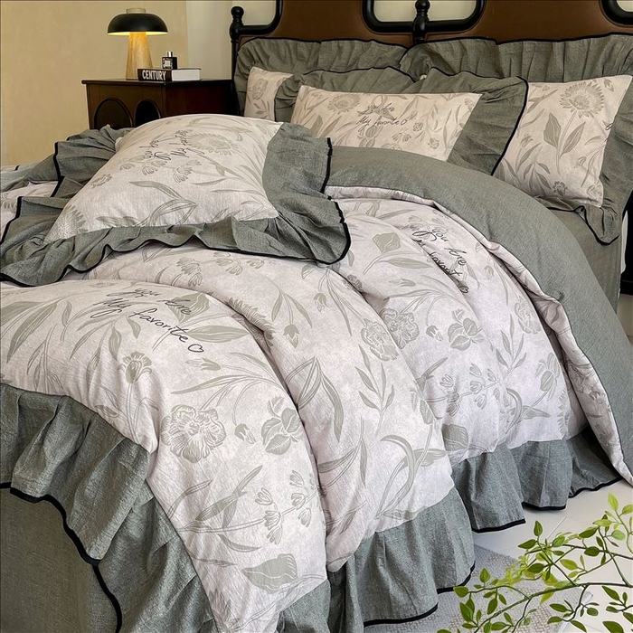 91家纺网 家纺一手货源 找家纺 （总）丝芙妮家居（原乐视家纺） 2025新款A类原麻复合印花花边四件套