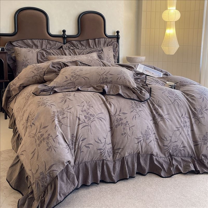 91家纺网 家纺一手货源 找家纺 丝芙妮家居（原乐视家纺） 2025新款A类原麻复合印花花边四件套 风野涧