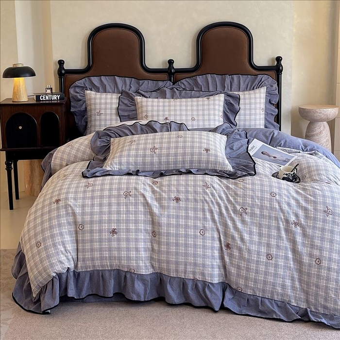 91家纺网 家纺一手货源 找家纺 丝芙妮家居（原乐视家纺） 2025新款A类原麻复合印花花边四件套 素律