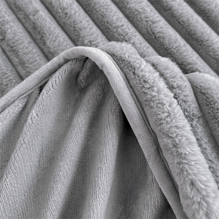 91家纺网 家纺一手货源 找家纺 梦舒羽 2025新款兔毛绒床裙法兰绒床垫保护罩牛奶绒床垫法莱绒床单罩-抽条 兔毛绒抽条-烟雨灰