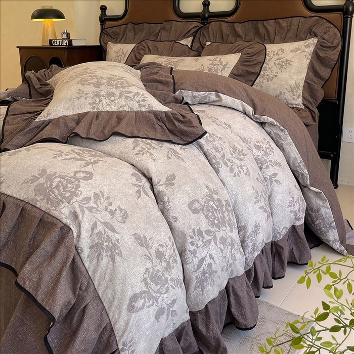 丝芙妮家居（原乐视家纺） 2025新款A类原麻复合印花花边四件套 森蔓