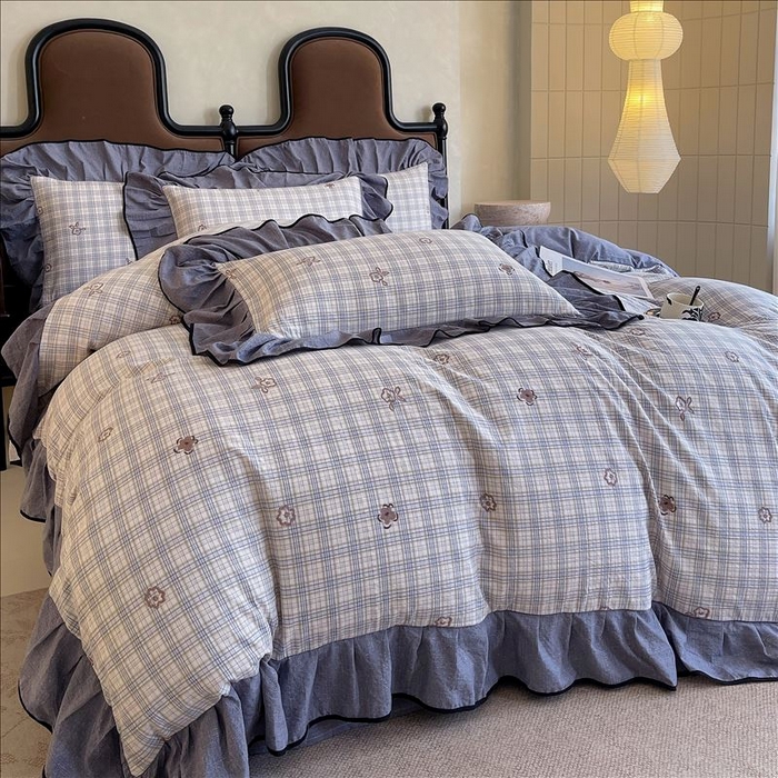 91家纺网 家纺一手货源 找家纺 丝芙妮家居（原乐视家纺） 2025新款A类原麻复合印花花边四件套 素律