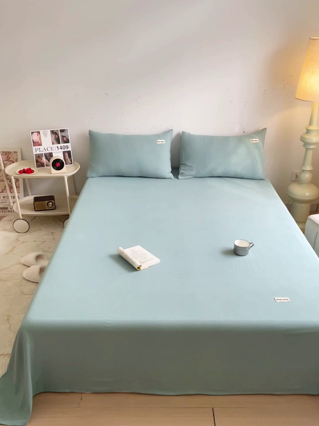 91家纺网 家纺一手货源 找家纺 澜妃 2025新款云感提花双层纱单床单  青绿泡泡