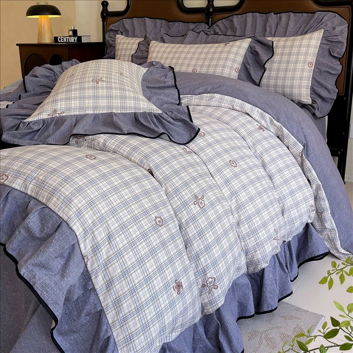 丝芙妮家居（原乐视家纺） 2025新款A类原麻复合印花花边四件套 素律