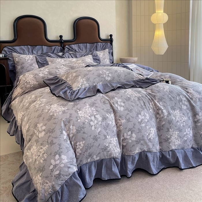 91家纺网 家纺一手货源 找家纺 丝芙妮家居（原乐视家纺） 2025新款A类原麻复合印花花边四件套 法式浪漫