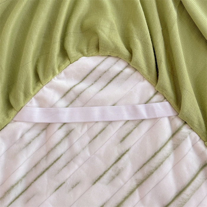 91家纺网 家纺一手货源 找家纺 梦舒羽 2025新款兔毛绒床裙法兰绒床垫保护罩牛奶绒床垫法莱绒床单罩-抽条 兔毛绒抽条-梦幻果绿