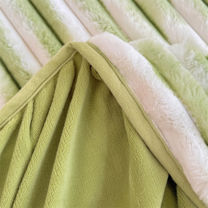 91家纺网 家纺一手货源 找家纺 梦舒羽 2025新款兔毛绒床裙法兰绒床垫保护罩牛奶绒床垫法莱绒床单罩-抽条 兔毛绒抽条-梦幻果绿