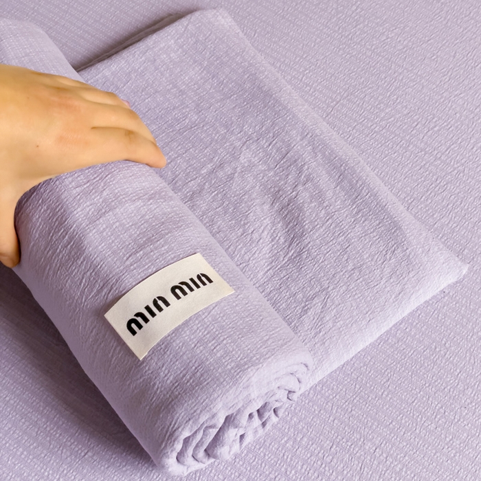 91家纺网 家纺一手货源 找家纺 澜妃 2025新款云感提花双层纱单床单  青紫泡泡