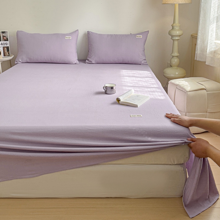 91家纺网 家纺一手货源 找家纺 澜妃 2025新款云感提花双层纱单床单  青紫泡泡