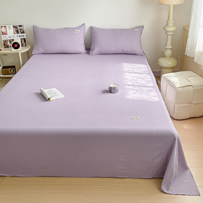 91家纺网 家纺一手货源 找家纺 澜妃 2025新款云感提花双层纱单床单  青紫泡泡