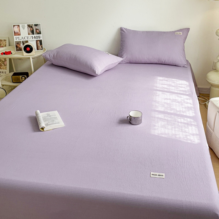 91家纺网 家纺一手货源 找家纺 澜妃 2025新款云感提花双层纱单床单  青紫泡泡