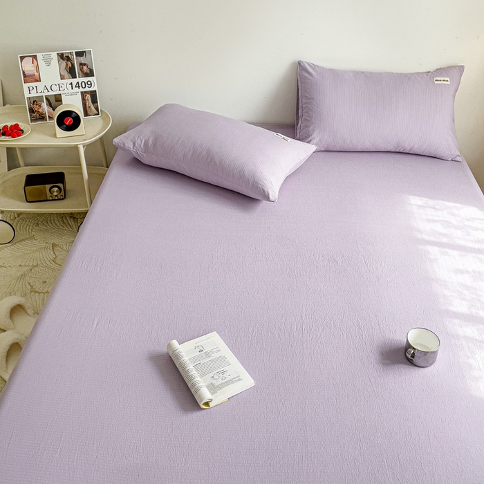 91家纺网 家纺一手货源 找家纺 澜妃 2025新款云感提花双层纱单床单  青紫泡泡