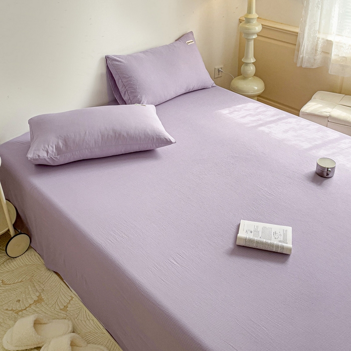 91家纺网 家纺一手货源 找家纺 澜妃 2025新款云感提花双层纱单床单  青紫泡泡