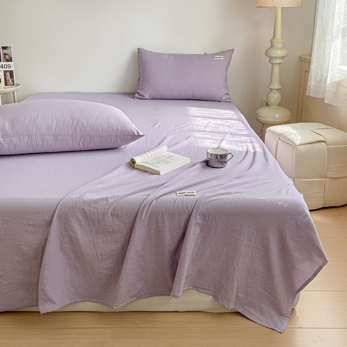 91家纺网 家纺一手货源 找家纺 澜妃 2025新款云感提花双层纱单床单  青紫泡泡