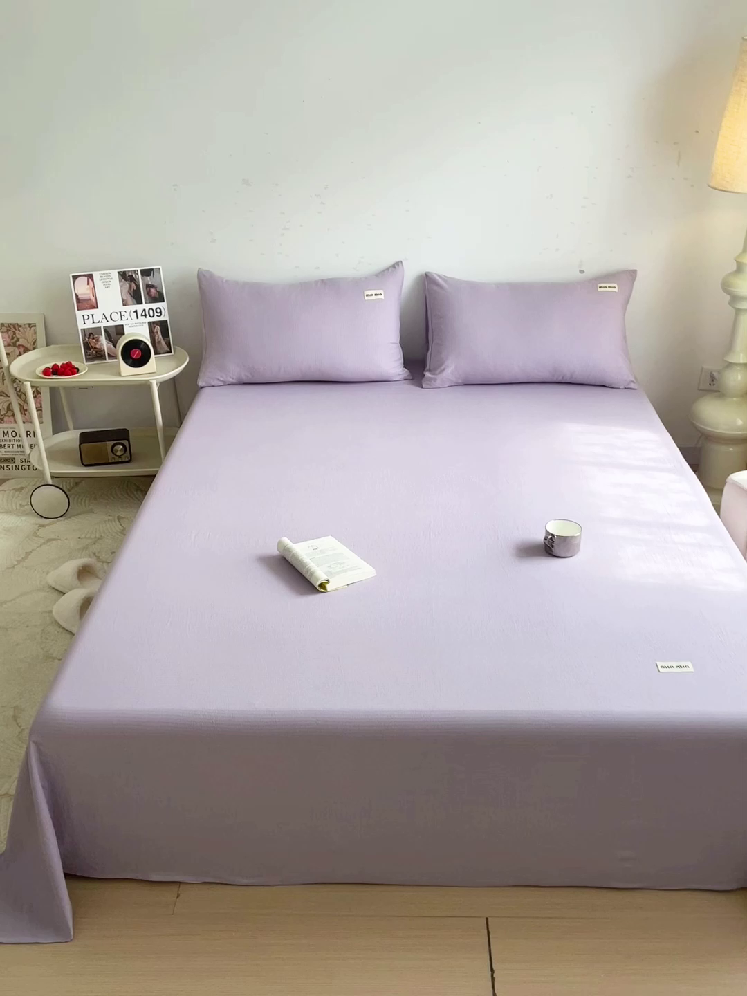 91家纺网 家纺一手货源 找家纺 澜妃 2025新款云感提花双层纱单床单  青紫泡泡