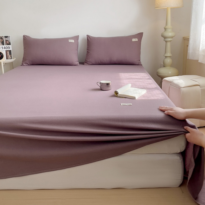 91家纺网 家纺一手货源 找家纺 澜妃 2025新款云感提花双层纱单床单  紫色泡泡