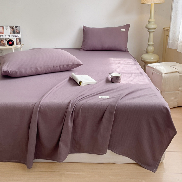 91家纺网 家纺一手货源 找家纺 澜妃 2025新款云感提花双层纱单床单  紫色泡泡