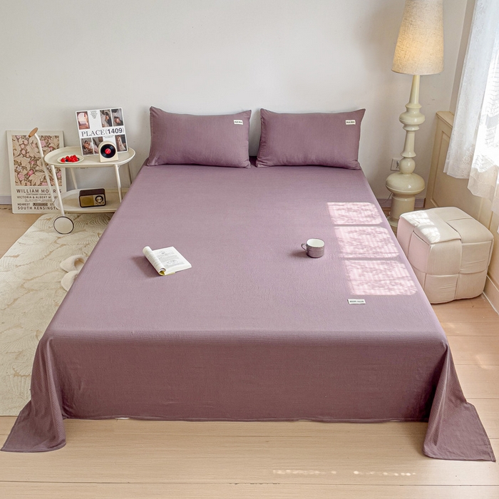 91家纺网 家纺一手货源 找家纺 澜妃 2025新款云感提花双层纱单床单  紫色泡泡