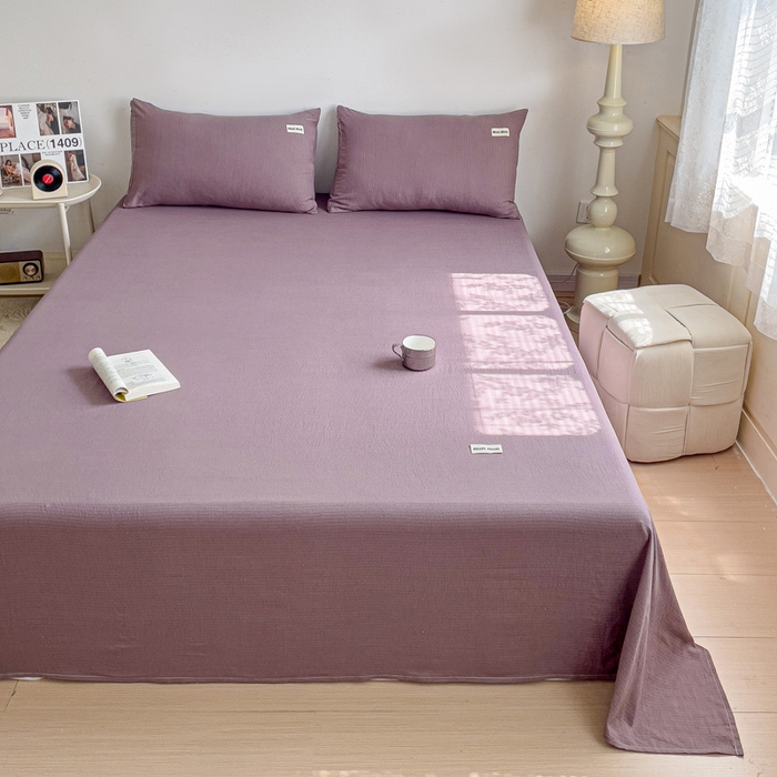 91家纺网 家纺一手货源 找家纺 澜妃 2025新款云感提花双层纱单床单  紫色泡泡