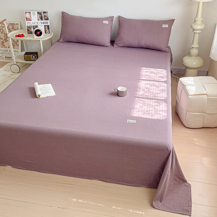 91家纺网 家纺一手货源 找家纺 澜妃 2025新款云感提花双层纱单床单  紫色泡泡