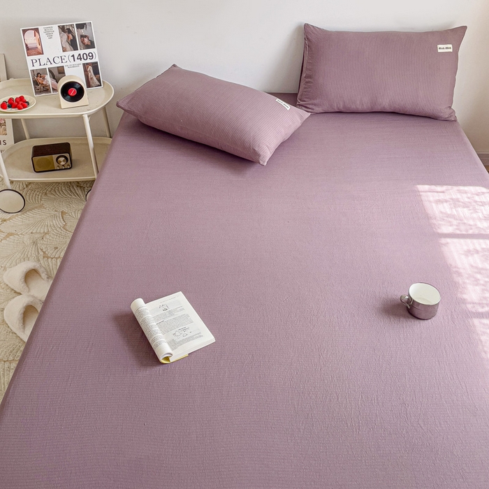 91家纺网 家纺一手货源 找家纺 澜妃 2025新款云感提花双层纱单床单  紫色泡泡