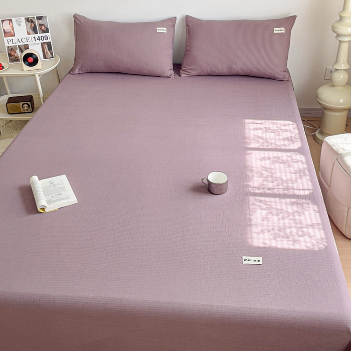 91家纺网 家纺一手货源 找家纺 澜妃 2025新款云感提花双层纱单床单  紫色泡泡