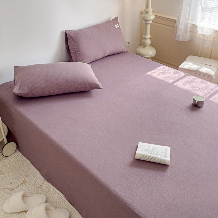 91家纺网 家纺一手货源 找家纺 澜妃 2025新款云感提花双层纱单床单  紫色泡泡