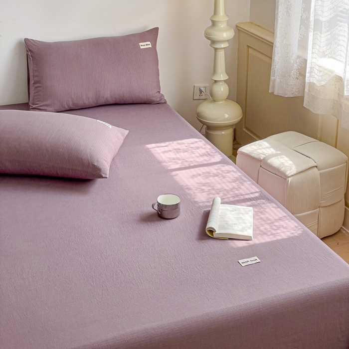 91家纺网 家纺一手货源 找家纺 澜妃 2025新款云感提花双层纱单床单  紫色泡泡