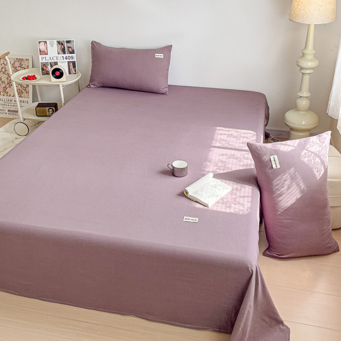 91家纺网 家纺一手货源 找家纺 澜妃 2025新款云感提花双层纱单床单  紫色泡泡