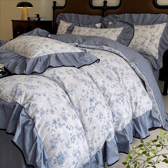 丝芙妮家居（原乐视家纺） 2025新款A类原麻复合印花花边四件套 庄生晓梦