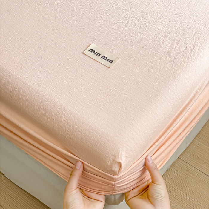 91家纺网 家纺一手货源 找家纺 澜妃 2025新款云感提花双层纱单床笠 床笠单件 瓷玉泡泡