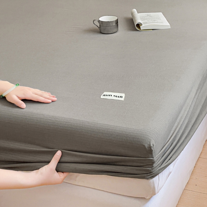 91家纺网 家纺一手货源 找家纺 澜妃 2025新款云感提花双层纱单床笠 床笠单件 灰色泡泡