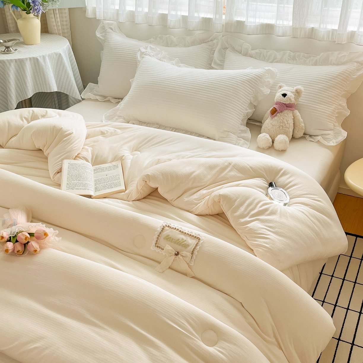 91家纺网 家纺一手货源 找家纺 花满路 2025新款成人秋冬被子被芯 可可白