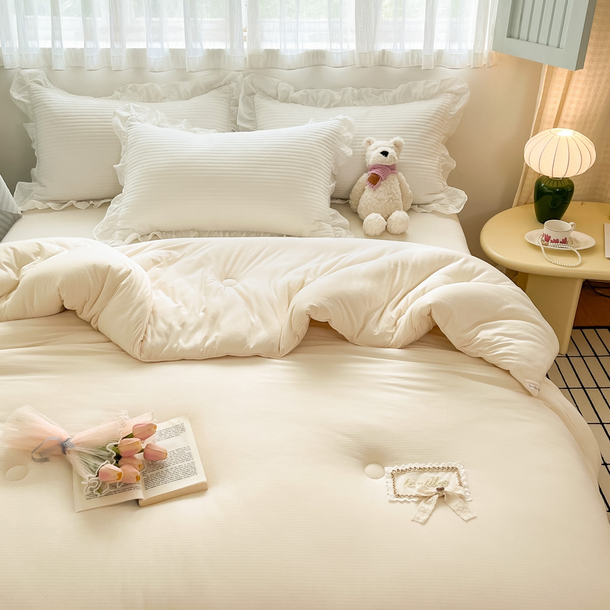 91家纺网 家纺一手货源 找家纺 花满路 2025新款成人秋冬被子被芯 可可白