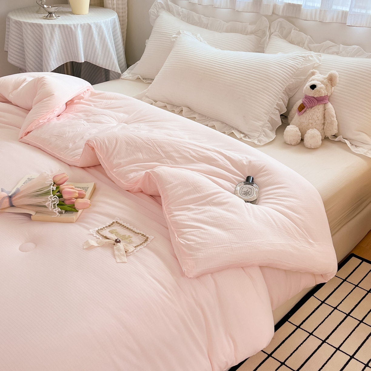 91家纺网 家纺一手货源 找家纺 花满路 2025新款成人秋冬被子被芯 仙女粉