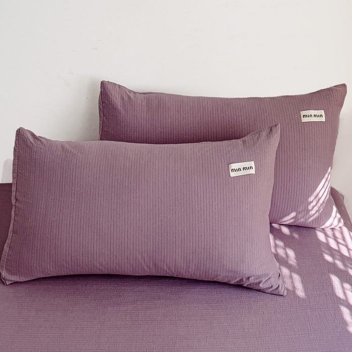 91家纺网 家纺一手货源 找家纺 澜妃 2025新款云感提花双层纱单床笠 床笠单件 紫色泡泡