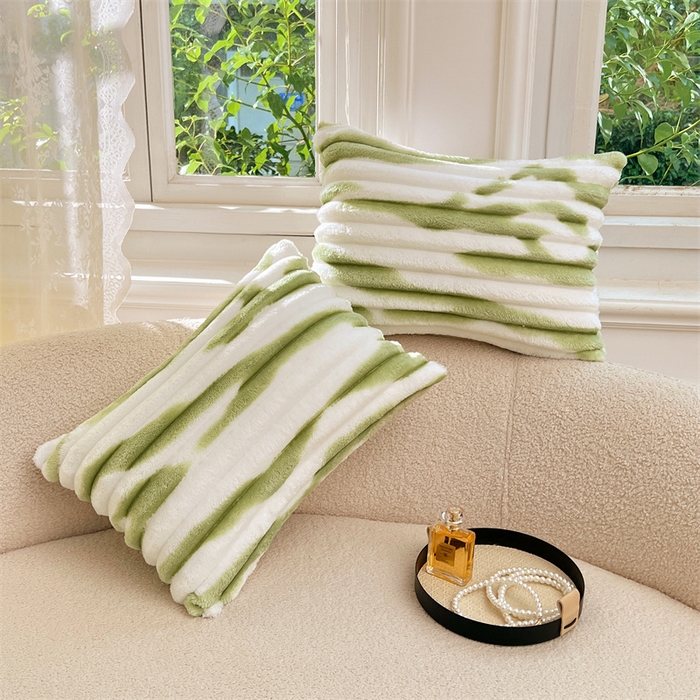 91家纺网 家纺一手货源 找家纺 梦舒羽 2025新款法莱绒抱枕套法兰绒枕套宿舍枕芯套兔毛绒30x50枕头套-抽条 法莱绒抽条-梦幻果绿