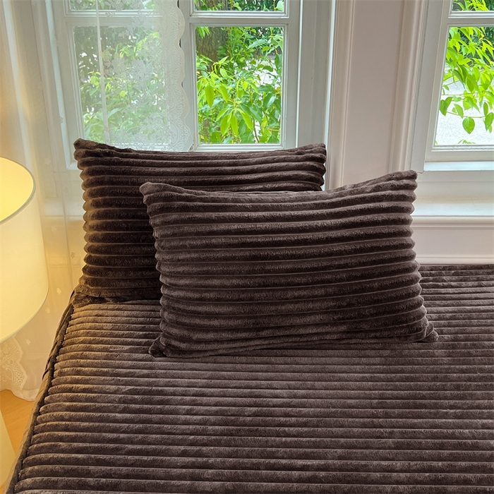 91家纺网 家纺一手货源 找家纺 圣比熊 2025新款法莱绒床笠法兰绒床垫保护套牛奶绒兔毛绒席梦思床垫套-抽条 法莱绒抽条-咖啡色