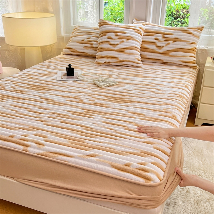 （总）梦舒羽 2025新款法莱绒床笠法兰绒床垫保护套牛奶绒兔毛绒席梦思床垫套-抽条