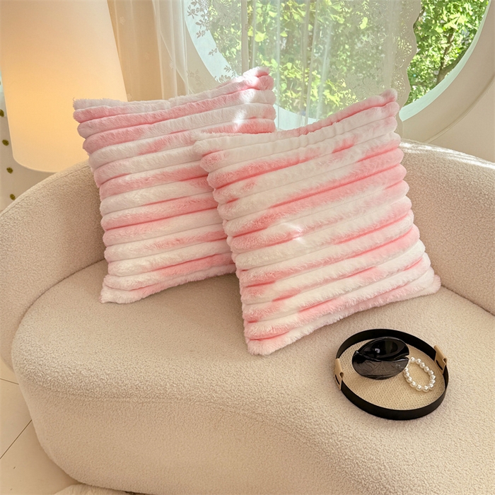 圣比熊 2025新款兔毛绒抱枕套法兰绒枕套宿舍枕芯套法莱绒枕头套-抽条 兔毛绒抽条-梦幻樱粉