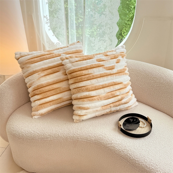 圣比熊 2025新款兔毛绒抱枕套法兰绒枕套宿舍枕芯套法莱绒枕头套-抽条 兔毛绒抽条-梦幻奶咖