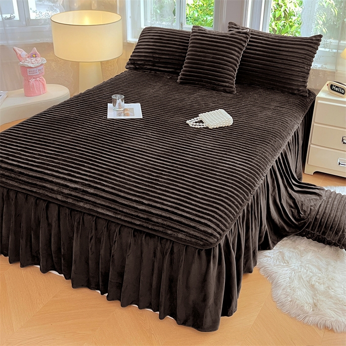 91家纺网 家纺一手货源 找家纺 （总）梦舒羽 2025新款法莱绒床裙法兰绒床垫保护罩牛奶绒兔毛绒床垫床单罩-抽条