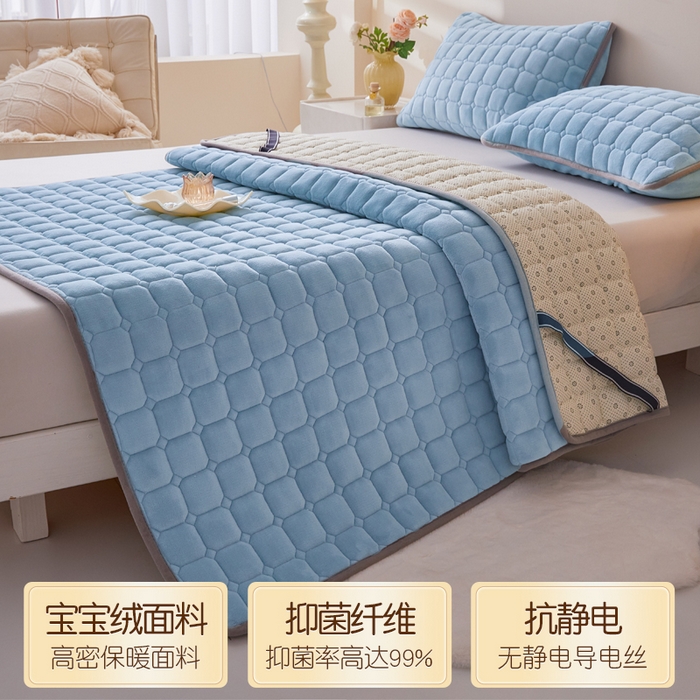 91家纺网 家纺一手货源 找家纺 （总）丽诺床垫 2025新款高克重宝宝绒纯色抗菌床褥