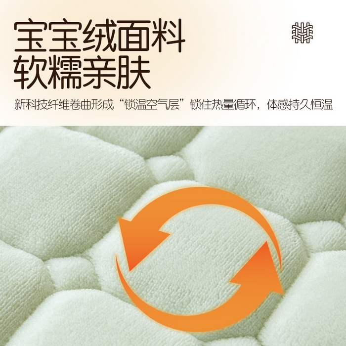 91家纺网 家纺一手货源 找家纺 丽诺床垫 2025新款高克重宝宝绒纯色抗菌床褥 茉莉奶绿