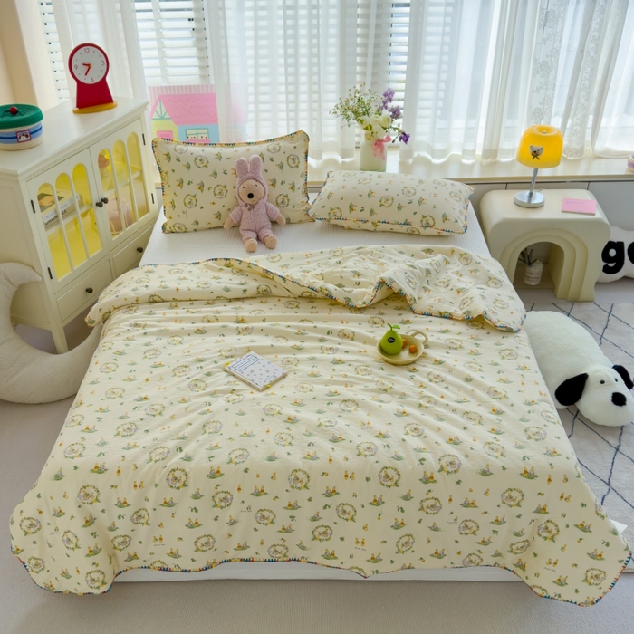 91家纺网 家纺一手货源 找家纺 （总）澜妃 2025新款云感双层纱抗菌贝壳边夏被夏凉被空调被